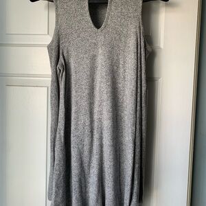 Gray Open Shoulder Knit Dress